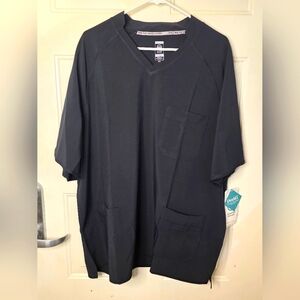 Black V-Neck Scrub Top with Pockets Men's Essential Threads‎ Size XXL